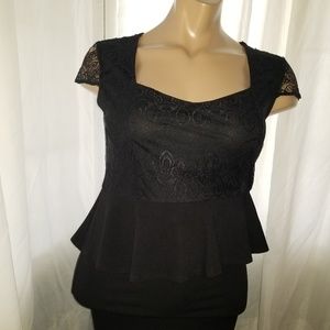 Torrid black lace peplum dress